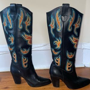 Toral x Guizio Leather Mid-calf Cowboy Boots
